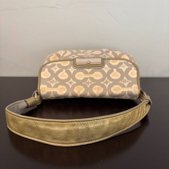 Coach Kristen Op Art Gray Pink Ikat Gold Patent Leather Mini Bag - Picture 5 of 9